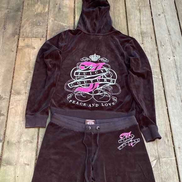 Vintage Y2K Juicy Couture Velour Tracksuit Black Bedazzled - Picture 2 of 12